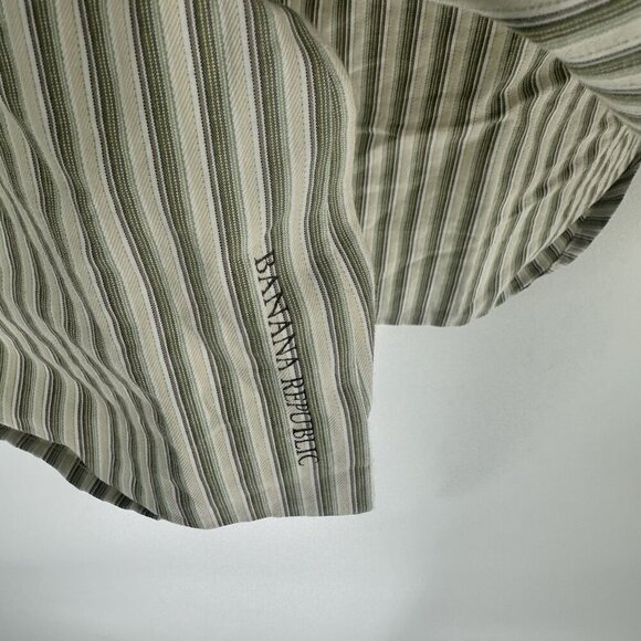Banana Republic Mens Classic Fit Striped Button-Down Shirt Size M Cotton Green - Picture 4 of 8